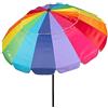 AKTIVE 62280 - Ombrellone da spiaggia pieghevole e inclinabile, Ø 240 cm, protezione UV 50, paravento da spiaggia, grande ombrellone, ombrellone da spiaggia arcobaleno, multicolore, multicolore,