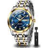 OLEVS Orologi per gli uomini diamante analogico al quarzo vestito in acciaio inossidabile impermeabile luminoso orologio da polso calendario di lusso business Mens Wacthes, G5513: cinturino bicolore e