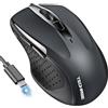 TechRise Mouse Bluetooth 2.4G (BT 5.0/3.0+2.4G), 4800 DPI con Ricevitore USB A, Wireless Silenzioso DPI 6 Livelli, Adatto per Laptop, PC, Windows
