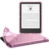 MoKo Custodia Protettiva Compatibile con 6 ALL-New Kindle (11th Generation-2022 Release), Custodia di Guscio Posteriore Morbido Trasparente in TPU, Cover Protettiva per Tablet, Fiori Glitter Rosa