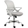 Vinsetto Sedia da Ufficio con Rotelle Girevole Ergonomica, Altezza Regolabile, Funzione di Dondolo, in Tessuto a Rete, Grigio e Bianco | Aosom