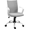 Vinsetto Sedia da Ufficio con Rotelle Girevole Ergonomica, Altezza Regolabile, Funzione di Dondolo, in Tessuto Effetto Lino, Grigio Chiaro | Aosom