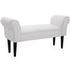 HOMCOM Panca Fondo Letto Imbottita di Design con Braccioli Arrotolati, 102x31x51cm, Bianco
