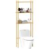 HOMCOM Mobile Sopra WC a 3 Ripiani a Doghe Salvaspazio in Bambù, 63.5x25.5x181 cm, color Legno