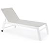 BIZZOTTO ANDREA SPA Lettino Hilde bianco con ruote, schienale reclinabile, textilene imbottito, dimensioni 65x200x102 cm