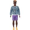 Barbie- Ken Fashionistas, con Treccine e Camicia Blu con Stampa e Accessori, Giocattolo per Bambini 3+Anni, GHW69