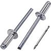 SKIR'CO 100 rivetti ciechi in alluminio 5,0 x 12 mm, mandrino in acciaio, rivetti pop, testa a cupola, rivetti DIN 7337, punta da trapano inclusa