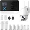 PGST Sistema di Allarme Casa Senza Fili,13 Pezzis GSM/WIFI Sistema Antifurto Completo, Sirena Allarme con PIR, Telecamera,Sensore per porte e finestre, Telecomando per Appartamento, Garage, Ufficio