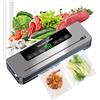 ESoundvol - Macchina per sottovuoto 6 in 1, con taglierina integrata e display digitale a LED visibile per conto alla rovescia per conservare alimenti secchi e umidi, con 10 sacchetti sottovuoto