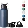 Vinsun Borraccia Termica 500ml in Acciao Inox, Borraccia con Cannuccia - 3 Coperchi - senza BPA, senza Perdite, Doppia Parete - Bottiglia Termica Bici, Scuola, Università