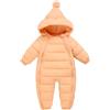 SEAUR Ragazzo Neonato Ragazza Inverno Body Caldo Body Doppio Zip Cappuccio Giacca Spessa Cappotto Di Neve rosa 12-18 mesi