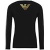 Emporio Armani Maglietta Uomo 111023 9A725, T-Shirt Manica Lunga, Girocollo (Nero/Logo Oro, XL)