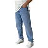 liaddkv Jeans da uomo, elasticizzati, baggy fit, jeans dritti, streetwear, pantaloni in denim con gamba larga, casual, da uomo, dritto, S-XL, Azzurro, M
