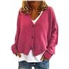 bgyujn Moda Donna Solido Scollo A V Bottoni Casual Stretchy Maglione Cardigan Cappotto Cardigan Treccia Donna Ragazza Cardigan Donna Estate Casual Moda Cardigan Cardigan, rosa intenso, XL