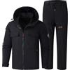 SaDity Set Giacca E Pantaloni Da Sci Per Uomo, Tute Da Sci Antivento Impermeabili Con Cappuccio Calde Da Esterno Invernali Da Uomo 2 Set, Cappotto E Pantaloni Per Sport All'aria Aperta (Color : Black, Size