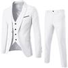 Generic Completo Formale da Uomo in 3 Pezzi - Abito da Sposa, Casual, Giacca Blazer, Gilet e Pantaloni - Tinta Unita, Smoking, Bianco, M