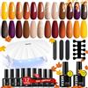 MEFA Kit Semipermanente Unghie Professionale Con Lampada Led 6W, 12 Colori Giallo Arancione Marrone Glitter Nude Viola Smalti Semipermanenti per Unghie Nail Art Con 1 Top & Base Coat per Manicure