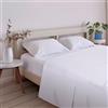 ECOMMERC3 Lenzuolo sopra letto 105 cm misto cotone | Bianco | 50% Cotone, 50% Poliestere - tocco morbido - 144 fili - comfort in ogni stagione - Qualità spagnola
