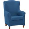 ECOMMERC3 | Copripoltrona trapuntata ultra-aderente con orecchie duplex - Copripoltrona elasticizzata con schienale alto duplex, colore Cielo blu - 100% prodotto in Spagna