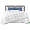 VOUNOT® Piumone Letto Matrimoniale 4 Stagioni 200x200 cm, Piumino Caldo Invernale 500 GSM, Trapunta Abbottonata Estiva 200 g/m² e Autunnale 300 g/m², 100% Microfibra, Bianco
