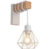 B·LED BARCELONA LED BARCELONA LED Applique Roden Gabbia Nordica Bianca Legno | Illuminazione interna, stile scandinavo, finitura naturale, struttura geometrica, cavo regolabile, arredo vintage