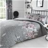 GC GAVENO CAVAILIA, Set copripiumino reversibile con motivo floreale, trapuntato, facile da pulire, in policotone, per letto singolo, colore grigio (135 x 200cm)