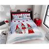 GC GAVENO CAVAILIA Copripiumino natalizio super morbido, facile da pulire, comodo da pulire, set copripiumino con pupazzo di neve Gonk, per letto matrimoniale, colore: grigio/rosso