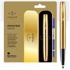 Parker Frontier Gold GT Roller Ball Pen RB Rollerball Trim nuovo con scatola blu