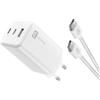cellularline - Multipower 100W Kit - Caricabatterie da Rete 100W + Cavo USB-C to USB-C 5A da 100cm Incluso - per Smartphone, Tablet e Laptop - Bianco