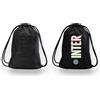Inter Gymbag modello luxury catarifrangente, colore nero, chiusura a strozzo, due corde in dotazione
