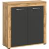 xonox.home Wohnen Jam X8BN1T20 - Armadietto alto in rovere Wotan melammina/grigio, ca. 80 x 88 x 35 cm