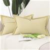 Madizz 2 Pezzi Poliestere Lino Copricuscini con bordo largo Morbido Decorativo Fodere per Cuscino Lusso Stile per Divano Camera da Letto 30x50 cm Giallo chiaro