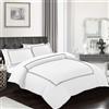 My home store Set di biancheria da letto per hotel di qualità con 3 pezzi trapunta ricamata 200TC, morbido 100% policotone, 1 copripiumino con 2 federe (puntata Bratta bianco/marina, matrimoniale)