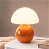 Dawnwake Lampada Da Tavolo Comodino, Lampada Da Scrivania LED Dimmerabile, Abat Jour in Vetro a Forma Di Fungo Con Base in Ceramica, Arredo Per la Casa Per Camera Da Letto, Soggiorno (Arancia)