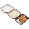ASOENTIWOX Set di 3 vaschette in acciaio inox panier (25 cm x 19 cm x 5 cm), ciotola per impanare, ciotola in acciaio inox di qualità alimentare, rettangolare, carne fritta, pesce