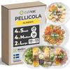 culivac Sacchetti Alimenti Copri Vivande in Bioline Eco-LDPE, Elastico in Gomma Naturale, BPA-Free. Pellicola Trasparente per Cibo, Ciotole, Torte, 10 Pezzi 4x26 cm, 4x36 cm Rotondi, 2x55x33 cm
