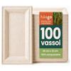 HAAGO 100 Piatti Rettangolari Compostabili in Canna da Zucchero (26 x 12 cm) - Vassoi in Bagassa, Rigidi, Anti-Grasso & Anti-Perdite - Usa e Getta per Finger Food, Buffet, Antipasti, Catering, BBQ