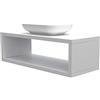 VE.CA.s.r.l. Mensola lavabo con vano portaoggetti, anche su misura, in 9 colori design 100% made in italy, incluse staffe a scomparsa, per bagno e lavabi d'appoggio (Bianco frassinato, 80x50 cm - h 38 cm)