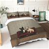 Morbuy Set di Biancheria da Letto di 3D Cucciolo Stampa, Set Copripiumino in Microfibra con Federa e Copripiumini a Cerniera per Letto Singolo Matrimoniale King (Cane Vintage,180x220cm)