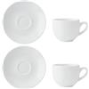 Mikasa Chalk Set di tazze e piattini da caffè espresso in porcellana 2pc, tazze e piattini bianchi, 90ml | Tazze e piattini in porcellana per la tavola di tutti i giorni