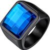 Bestyle Anello Acciaio Uomo Donna, Anello Uomo Nero con Misura IT 32.5 Circonferenza 72.3mm, Anello Ragazzo Maschio con 15mm Pietra Zaffiro, Idee Regalo per Compleanno Anniversario