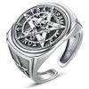 EUDORA Harmony Ball EUDORA Argento Sterling Pentagramma Anello in per Uomo Donna, Amuleto Regolabile Anello Tetragrammaton Energia per Marito, Gioielli Pentacolo Stella Guardiano Vintage Regalo per la Festa del Papà
