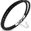 ZENSE - Bracciale doppio in pelle nera da uomo ZB0239 [polso con estensione di 5 cm]
