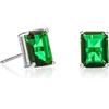Namana Orecchini Taglio Smeraldo in Argento Sterling 925 per Donna e Ragazza, Orecchini Donna Argento Rettangolari, Semplici Orecchini Verde Smeraldo con Zirconi Rettangolari Verdi