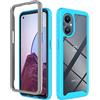 COMAKU Cover per Reno 8 Lite/OnePlus Nord 20 5G, Trasparente PC Rigido Antiurto 360 Gradi TPU Silicone Custodia Protezione Bumper - Azzurro