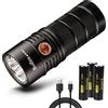 Sofirn Torcia LED ricaricabile Sofirn SP36 Pro, 8000 lumen, LED SST40 3 batterie 18650 potente torcia portatile con interfaccia utente Anduril e ricarica con cavo USB per attività di illuminazione, camminata