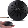 LeSage Buddha Stone Steel Tongue Drum, 7,6 cm, 6 note - Tamburo etereo e yoga, strumento a percussione musicale, nero