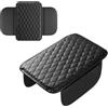 YFaith Copri Bracciolo Auto, Pelle Nera Cuscino per Bracciolo Auto, Multifunzionale Copribracciolo per Auto, con 2 Tasche, Fondo Antiscivolo, Cuscinetto Bracciolo Universale per Auto
