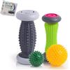 EliaValth Ultimate Relief - Set per terapia dei piedi: due rulli e sfere massaggianti per fascite plantare, neuropatia e dolori muscolari (grigio, grande)