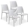 Tomaino - Sedia in Plastica Da Cucina - Set 4 Sedie Plastica Impilabili Con Braccioli Per Esterno e Interno - Sedie per Giardino, Soggiorno, Balcone o Bar - Bianco